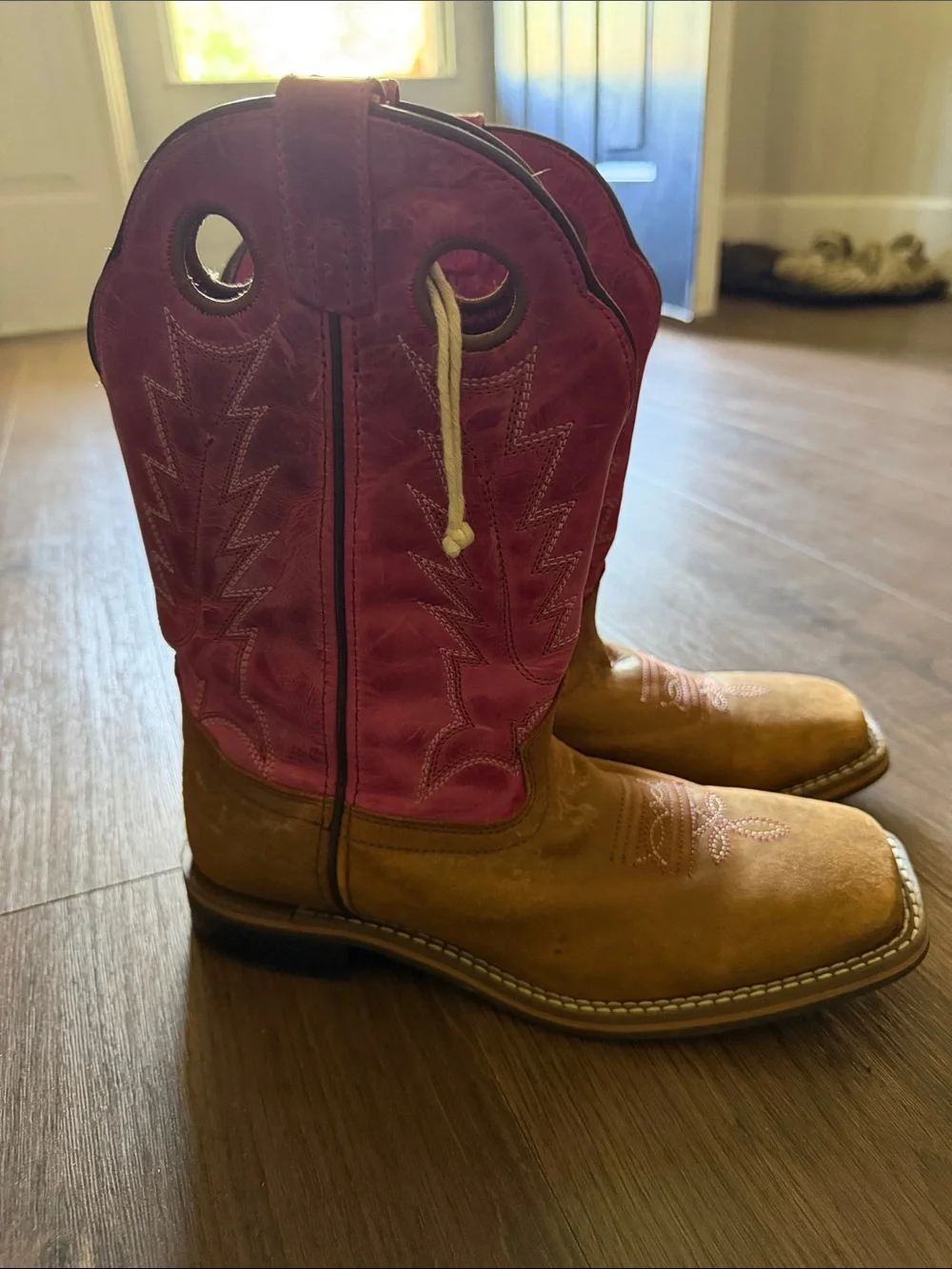 Shyanne Pink and Brown Kids' Pull-On Western Boots